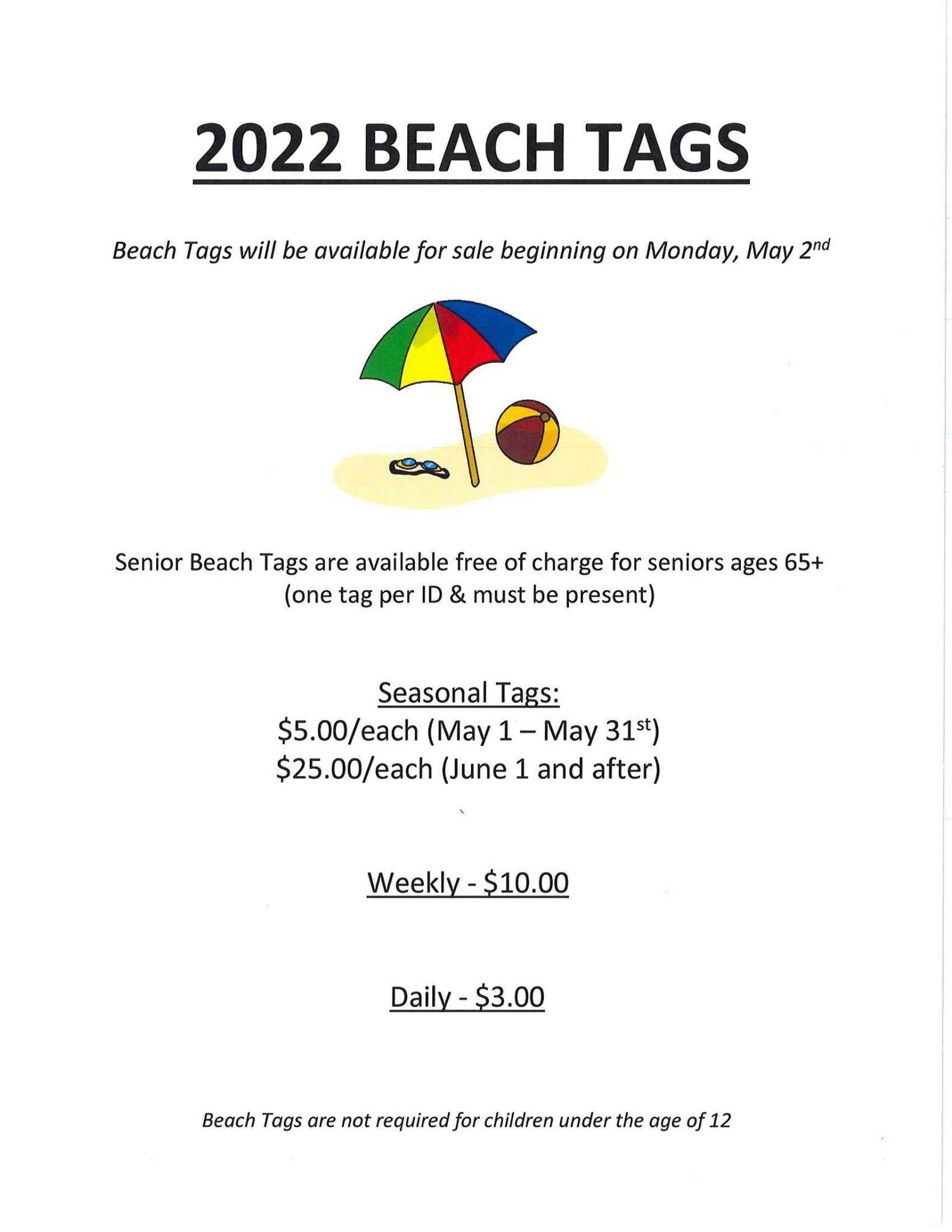 2022 Beach Tags City of Port Republic