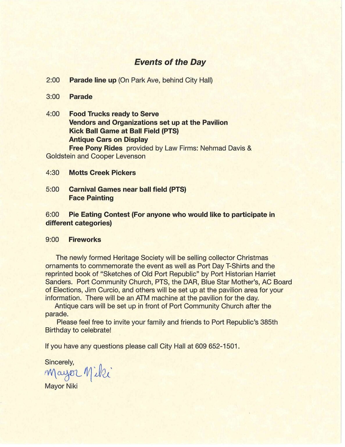 Port Day 2022 Information City of Port Republic